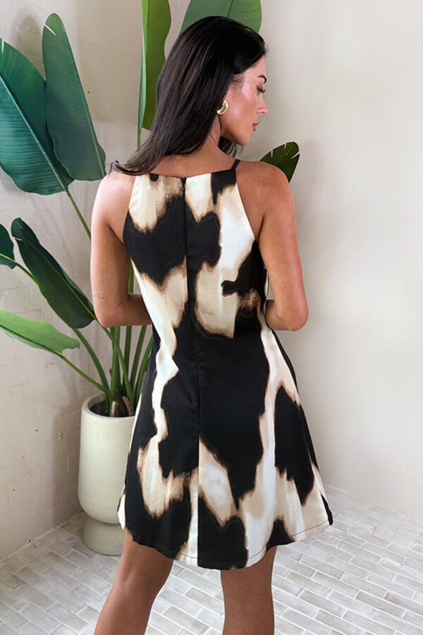 Brown Marble Print Racer Neck Slip Mini Dress - Image 5